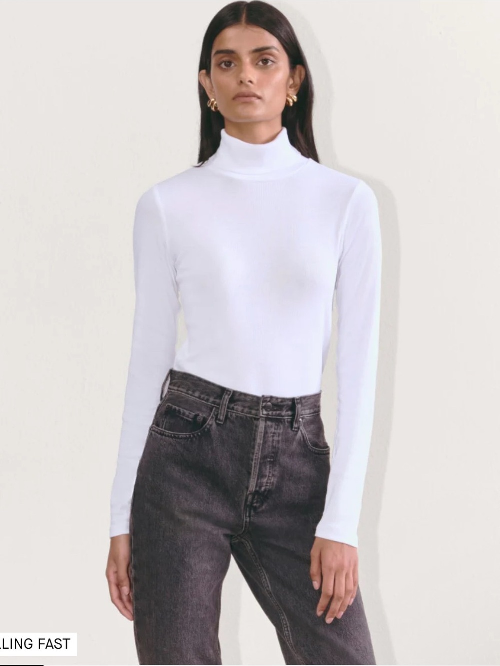Everlane White/Ivory Ribbed Turtleneck Long-Sleeve Top
